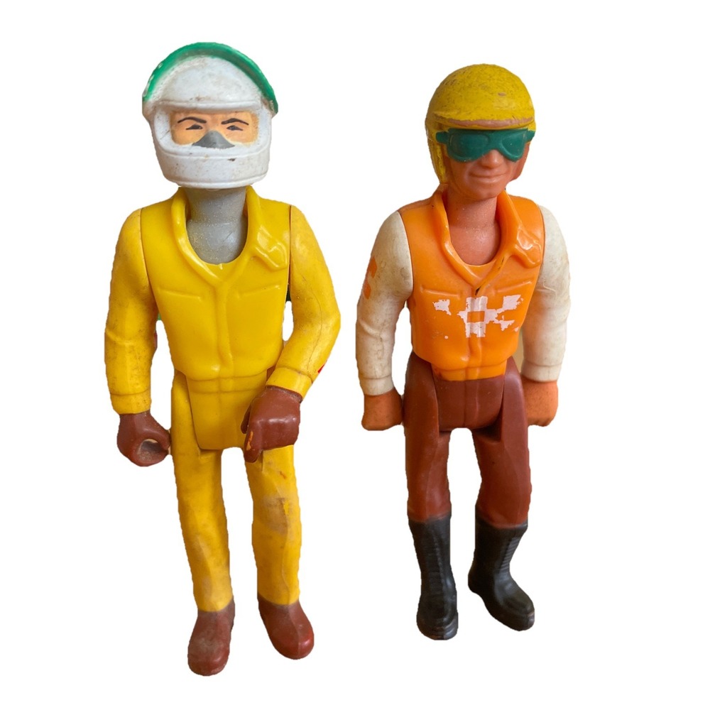 2 VTG Fisher Price Adventure People Race Car Driver Guys Rare Original Figures